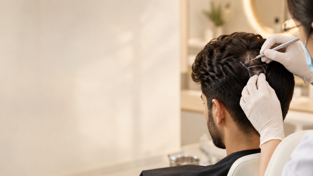 Hair Transplant Consultation and Follicular Mapping at Dr Farah Aesthetica Multan